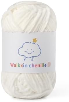 Skinny Chenille Yarn for Crocheting, 1.75 oz/ 109 yds Amigurumi Yarn&Baby Yarn for Crocheting Soft, Fluffy Fingering Weight Velvet Yarn for DIY Crafts&Baby Blankets.(Snow White)