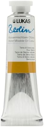 Lukas Berlin Pro Artists Water Mixable Oil Paint 37 ml Tube Raw Sienna, Water Soluble, Lightfast Pigments, Quick Drying, Easy Clean-Up, Eco-Friendly, Professional Quality, 40 Color Range