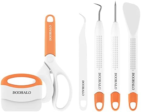 DOOHALO Vinyl Weeding Scrapbooking Tools Compatible with Cricut Tools Crafting Basic Accessories Set Kit for Silhouette Weeding Scraper Spatula Tweezers Scissors Basic Tools Bundle for Sewing