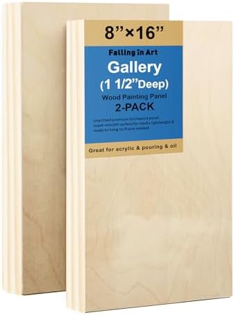 Falling in Art 2 Pack 8x16'' Unfinished Gallery Birch Wood Canvas Panels