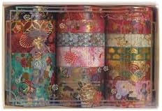 15 Rolls Japanese Sakura Washi Tape Set, Traditional Kimono Decorative Masking Tapes with Gold Foil, Cherry Blossom Arts for Craft, Scrapbook, DIY, Gift Wrapping (1-Sakura Court Splendor)