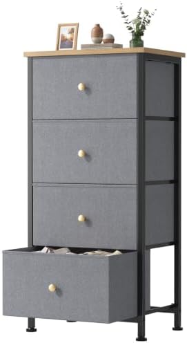Sweetcrispy Dresser for Bedroom, 4 Drawer Storage Cabinet, Tall Nightstand