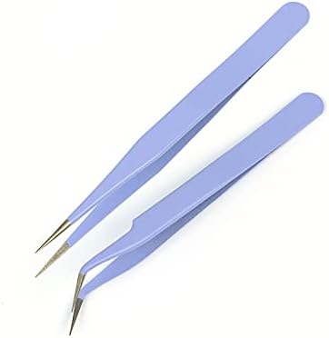 MAXLEAF 2PCS Straight Curved Stainless Tweezers for Stickers