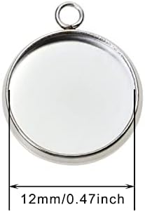 Shapenty Stainless Steel Round Bezel Blanks Pendant Trays for Earrings Bracelet Necklace Keychain DIY Craft Resin Glass Cabochon Jewelry Making Projects Christmas Gift Hanging Charms, 50PCS (12mm)