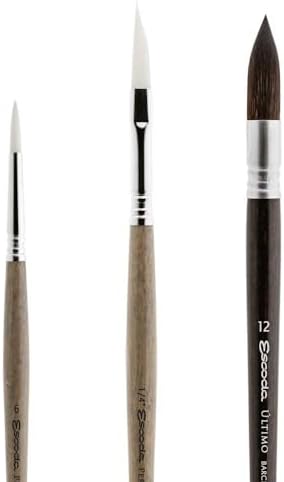 Escoda | Watercolour | Artist Set Julia Barminova | Size 6,1/4,12 | 3 Brushes | Synthetic White Toray + Tendo | Round Pointed + Dagger Striper + Round mop