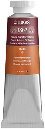 Lukas 1862 Professional German Oil Paint, Permanent Orange 37 mL - w/Beeswax & Non-Yellowing Sunflower Oil, Short Drying Time, Smooth, Outstanding Lightfastness