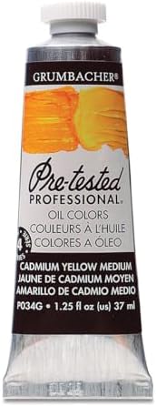Grumbacher Pre-Tested Artists' Oil Colors, Cadmium Barium Yellow Medium, 1.25 oz