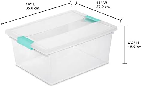 Sterilite Deep Clip Box, Clear Storage Bin with Latching Lid, 4 Pack