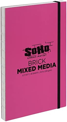 SoHo Urban Artist Brick Sketchbook Journals, 20 Pack, for Sketching, Drawing, Colored Pencils, Graphite, and More - Mixed Media 5.5"x8.5" (200 GSM, 40 Sheets)