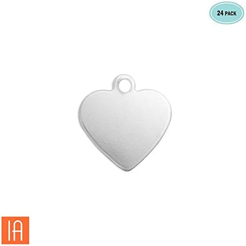 ImpressArt - Premium Metal Stamping Blanks for Metal Stamping and Jewelry Making (24 Pack) (5/8" Heart, Alkeme)