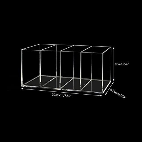 HSYMQ Acrylic Pen Holder 4 Compartments Clear Pencil Holder Organizer Makeup Brush Holder