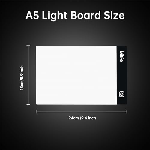 Mlife A5 Diamond Art Painting Light Board-Drawing Copy Board Light Box For Tracing, LED Light Table For Diamond Art Painting,USB Powered Ultra-Thin Light Pad For Sketching, Animation,Embroidery,Tattoo