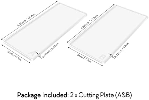 Mini Cutting Pads for Die Cutting Machine – 1 Pair (6.25 x 3 Inch) Clear Polycarbonate Plastic Plates – A&B Boards with Different Thicknesses (0.5cm + 0.3cm) – Compatible with Wafer Thin Metal Dies