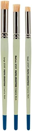 Creative Mark Pastel Smoothies Stiff Set of 3 | 6 Pack | 18 Total - Paintbrush for Pastel Blending Bristle & Nylon Hair for Blending on Rough Surfaces Short Handle Lacquered Wood Handles