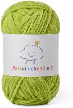Skinny Chenille Yarn for Crocheting, 1.75 oz/ 109 yds Amigurumi Yarn&Baby Yarn for Crocheting Soft, Fluffy Fingering Weight Velvet Yarn for DIY Crafts&Baby Blankets.(Lime Green)