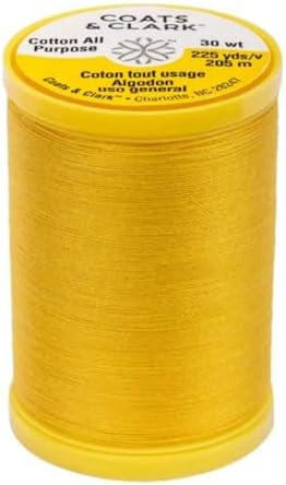 Coats & Clark Cotton All Purpose Sewing Thread 100% Mercerized Cotton 225 Yards Each Spool S970 2 Pack Bundle with 3 Bella's Crafts Needle Threaders (Spark Gold)