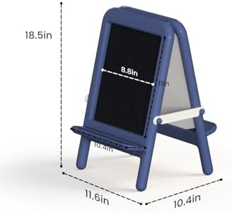 Tabletop Art Easel for Kids with Whiteboard & Chalkboard, Blue