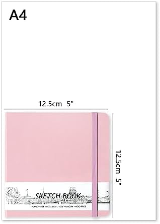 5" x 5" Hardcover Sketch Book,58 Sheets Small Mixed Media Pocket Sketch Pad