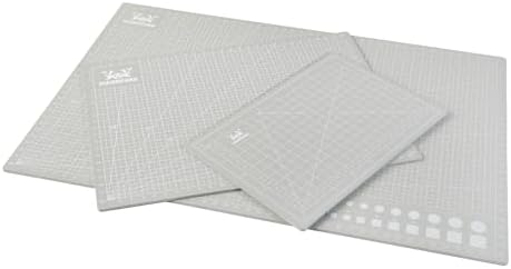 MANUFORE Gray Cutting Mat A3, A4, A5 Set with Centimeter and Inch Scale Self Healing Craft Cutting Board with 3mm 5-ply Thickness for Using Rotary Cutter, Craft Knife, Paper Knife