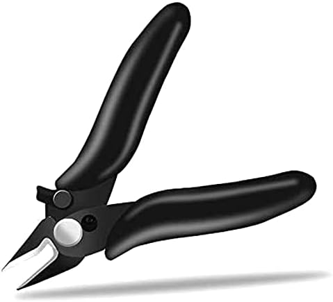 BOENFU 3.5 Inches Mini Cutter with Lock, Flush Cutters, Small Wire Snips, Micro Wire Cutter with Spring, Black