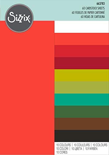 Sizzix Surfacez 663783, Festive Colours Cardstock, A4, 60 Pack
