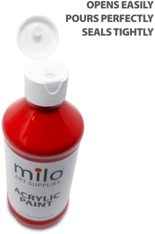 milo Acrylic Paint Set, 12 Primary Colors, 8 oz Bottles, Semi-Gloss