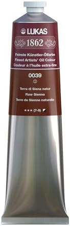 Lukas 1862 Professional German Oil Paint, Raw Sienna 200 mL - w/Beeswax & Non-Yellowing Sunflower Oil, Short Drying Time, Smooth, Outstanding Lightfastness