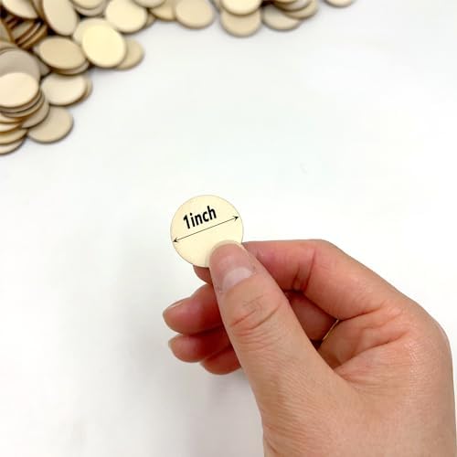 300 Pcs Unfinished Wood Circle Round Disc Blank Natural Wooden Cutout Ornaments for Decoration DIY Craft Art Supplies (Round 1 x 1 x 0.12 inches)