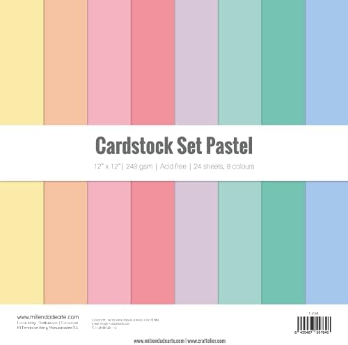 Craftelier - Cardstock Set Pastel | Pack of 24 Double Sided Cardstock for Cardmaking, Scrapbooking and Craft Projects | Weight 240 grams | Size 30,48 cm x 30,48 cm (12" x 12")