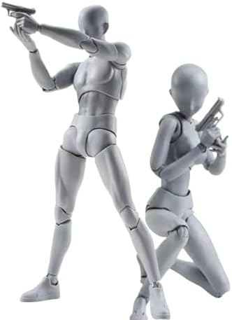 Artists Manikin Art Mannequin Figures Supplies Drawing Tools,Small Drawing Figure Model for Action Figure,Set Sketching,PaintingGray-Male