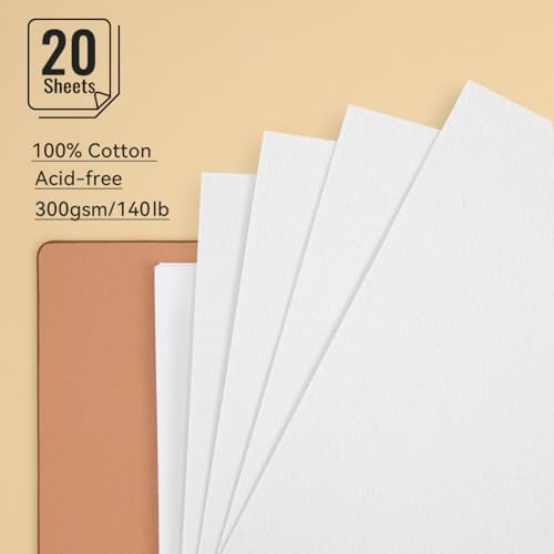 Lightwish Watercolor Sketchbook, 100% Cotton Cold Press Refillable Paper