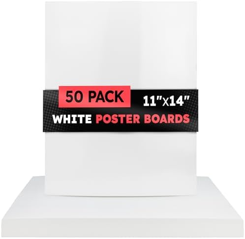 Hygloss Medium Poster Board 11x14 - 50 Count Bulk Pack - 10 Pt. Thickness White Poster Board Paper for Projects, Presentations, Displays, Signs, Crafts - Blank Posterboard Multipack 11" x 14"