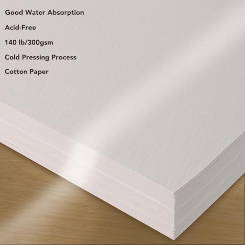 120 Sheets Watercolor Paper, 11 x 14 in, 140 Lb/300 GSM, Cold Press