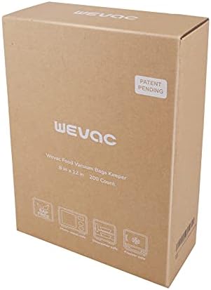 Wevac 8” x 12” 200 Count Food Vacuum Sealer Bags Keeper, PreCut Quart, Ideal for Food Saver, BPA Free, Commercial Grade, Great for storage, meal prep and Sous Vide (Pack of 2)