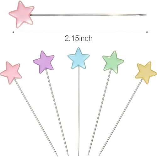 Elisel 200 pcs Multicolor Straight Pins Straight Quilting Pins Craft Positioning Pins Fixed Sewing Marker Needle for Crafting Dressmaker and Other Crafts Making (Pentagram)