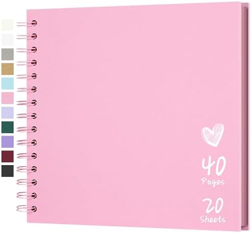 Scrapbook Photo Album 8"x8" 20 Sheets 40 Pages Hardcover Kraft Paper Pink