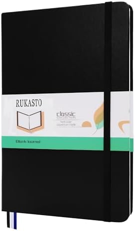 Hardcover Notebook Blank Journal Sketchbook for Drawing, Medium 5.5 by 8.4 Inch, 100 GSM Thick Paper (Black, Plain)
