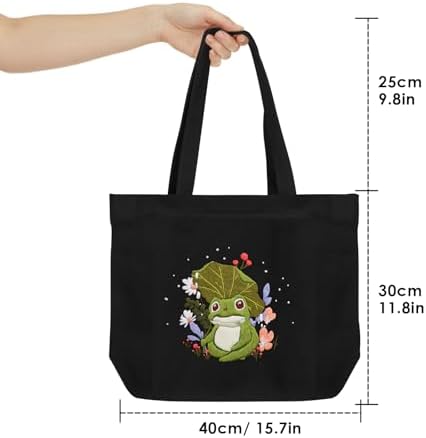 ERKOON Embroidery Canvas Tote Bag for Beginners, Floral Arts Crafts Cross Stitch Kits for Adults Including Stamped Embroidery Bag with Hoops, Needle, Instruction and Color Threads (Frog)