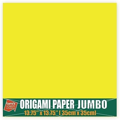 [Taro's Origami Studio] Jumbo 13.75 Inch / 35cm One Sided Single Color (Yellow) 25 Sheets (All Same Color) Square Easy Fold Premium Japanese Paper (Made in Japan)