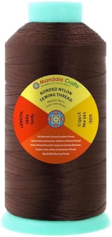 Mandala Crafts Size 46 210D T45 Dark Brown Bonded Nylon Thread, 2843 YDs
