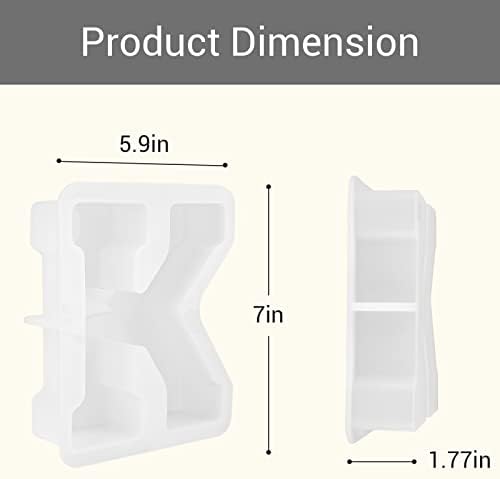 Gartful 7 Inch Large Letter Molds for Resin, 3D K Capital Alphabet Epoxy Resin Mold, A to Z Thick Resin Letter Molds for Making Letters, Word Sign Art, DIY Crafts, Making Cake, Party Home Decor