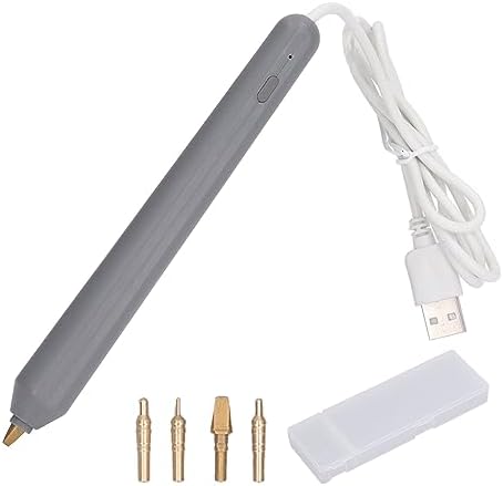 Restokki Hot Foil Pen USB Heat Foil Embossing Tool for Crafting Wood Plastic DIY with 4 Heating Pen Tips and Storage Box