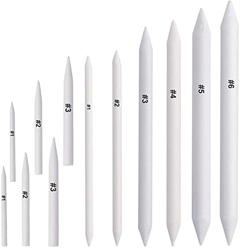 FEBSNOW 12Pcs Blending Stumps and Tortillions Sticks for Art Drawing