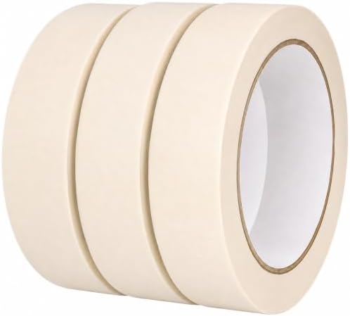 Masking Tape 1 Inch Wide, 25 Yds x 3 Rolls White Painters Tape 75 Yds Total