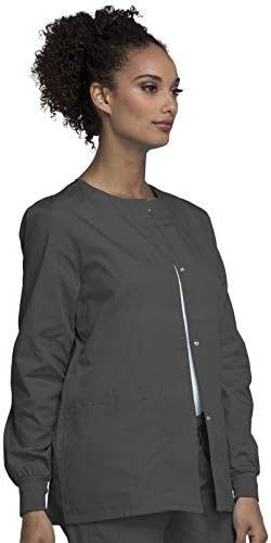 Cherokee WW Originals Scrubs Jacket for Women Snap Front 3 Pockets