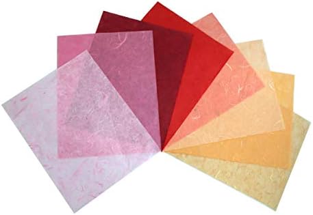 50 Sheets Handmade Mulberry Paper, Assorted Colors Natural Fiber Washi Paper for Card Making, Scrapbooking, Decoupage, Origami, DIY Crafts, and Wedding Invitations