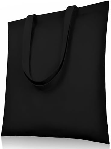 Phicorn Canvas Tote Bags, 15 x 16 in, 8 oz Cotton Blank | Long handles and reinforced stitching; blank cotton canvas for crafts, gifts, shopping, events, and everyday carrying