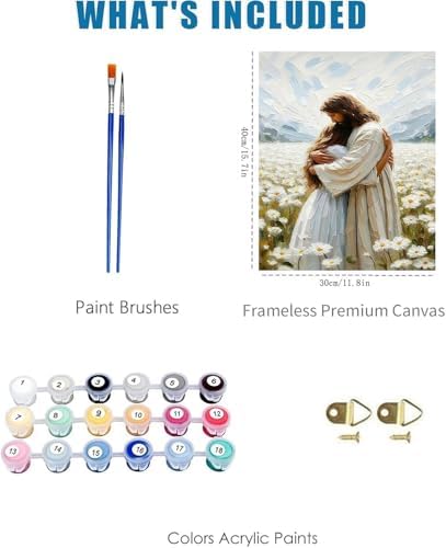 Jesus Paint by Numbers Kit for Adults Framed Canvas 12X16 in, Frameworkless