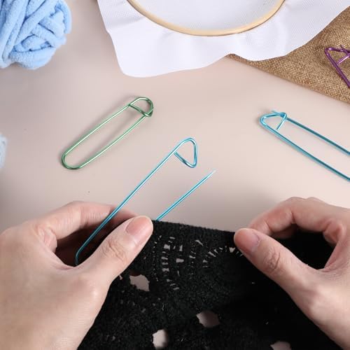12PCS Knitting Stitch Holder, 6 Sizes Aluminum Yarn Stitch Holder, Colorful Stitch-Markers for Crocheting, Versatile Practical Knitting-Crochet Tools for Knitting, Sewing and Crocheting