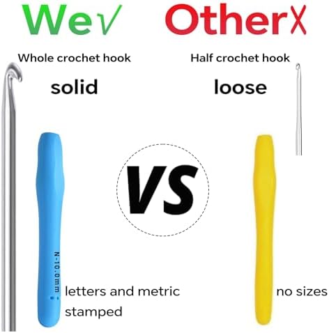 10mm Crochet Hook, Ergonomic Crochet Hooks with Soft Rubber Handle and Smooth Glide Head - Lightweight Aluminum Needles for Beginners, Arthritis, Yarn Projects, Long Crafting Sessions (10.0 mm)